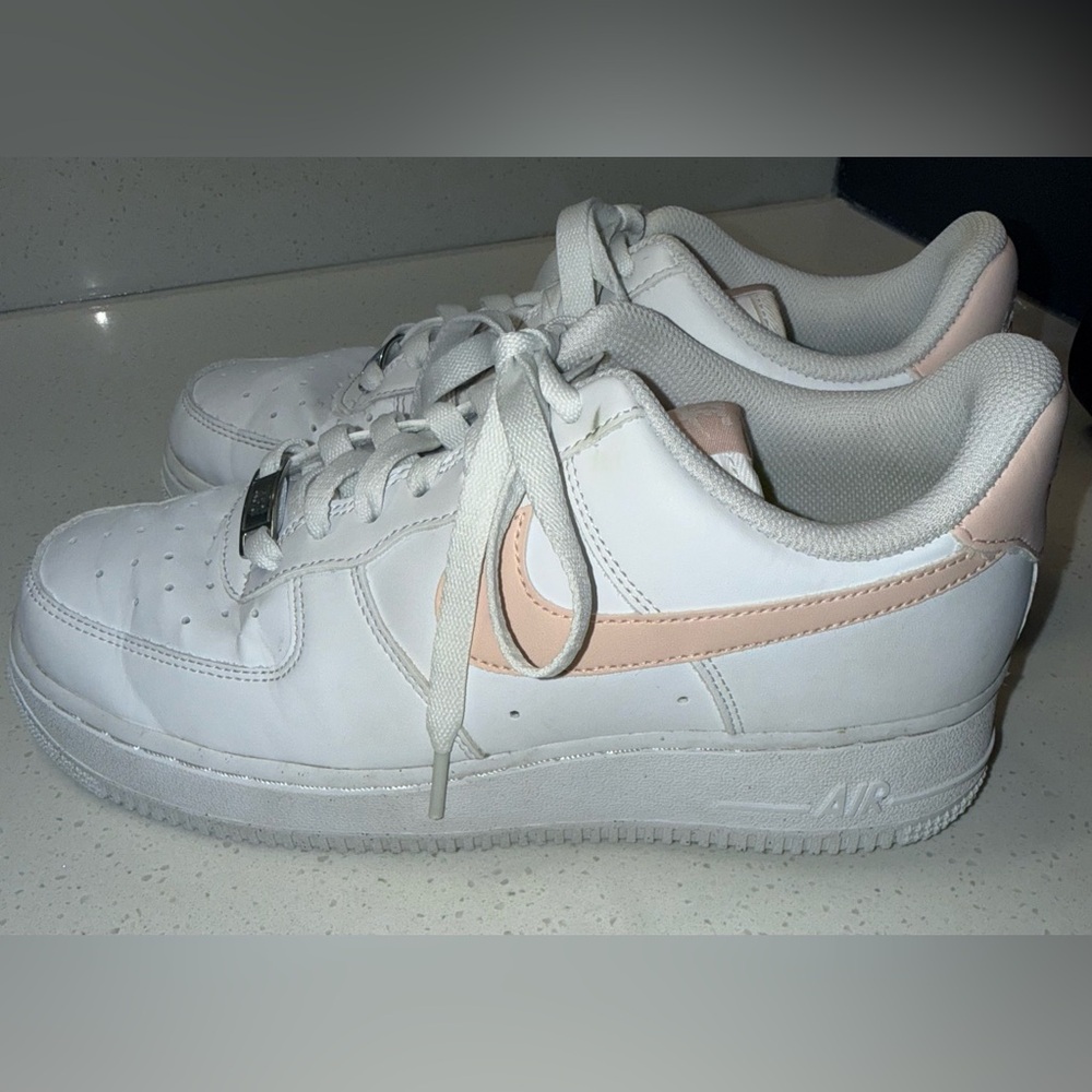 Women's White and Pink Air Force Sneakers Size 7.5